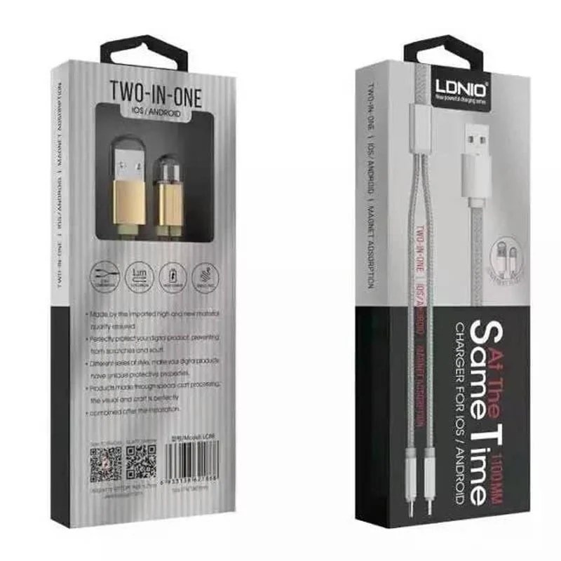 LDNIO 1 m Magnetic 2‑in‑1 USB Charging Cable Model LC86