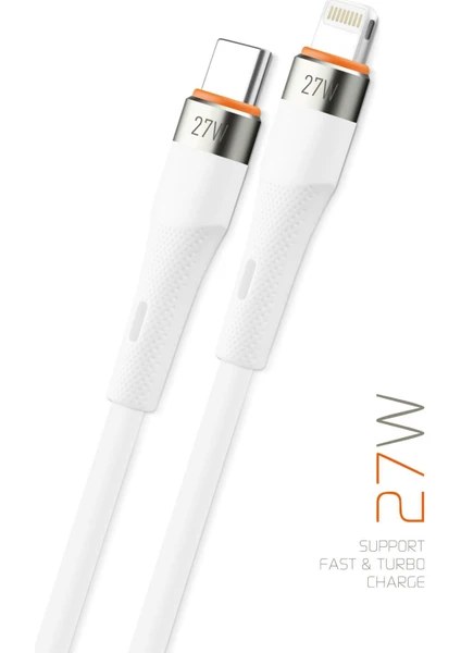Powerway 27W Süper Hızlı Şarj Destekli Iphone Type-C - Lightning 3 A Dayanıklı Şarj Kablosu SCL27