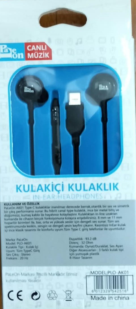 Paleon Plo-Ak01 Type-C Kulak İçi Kulaklık