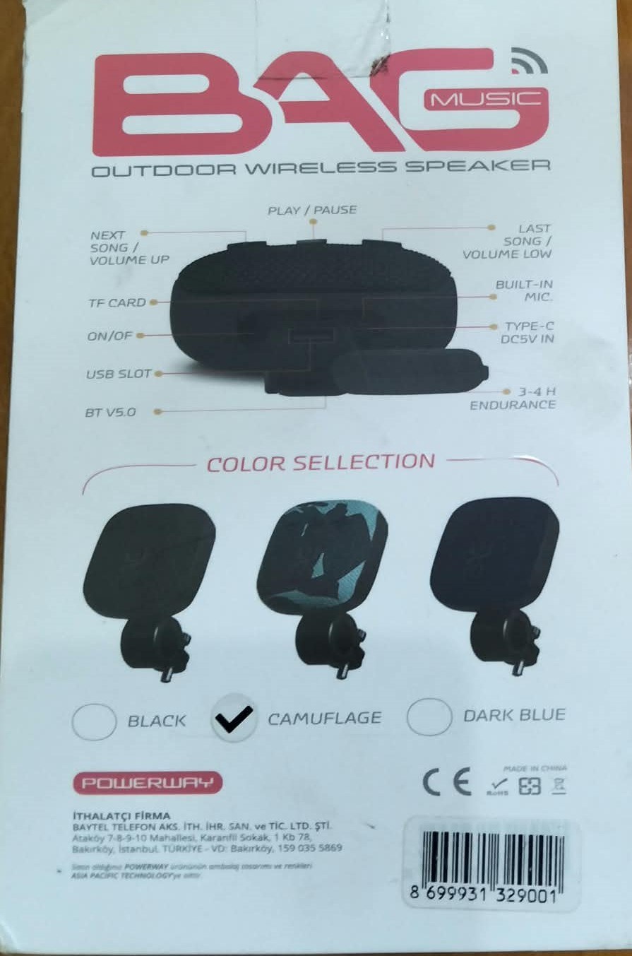 Bag Bisiklet Motorsiklet Uyumlu Gidon Kemer Aparatlı Hafıza Kartı Usb Girişli Bluetooth Hoparlör