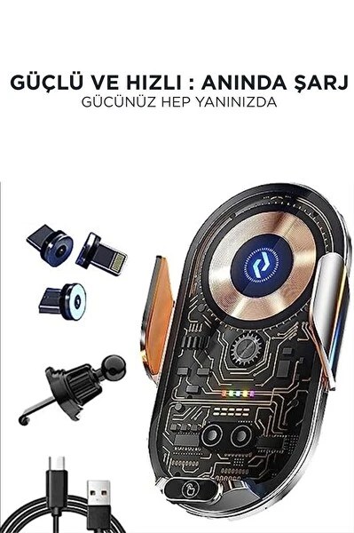 Torima W14 Wireless Siyah Araç Şarj Cihazı Telefon Tutacağı
