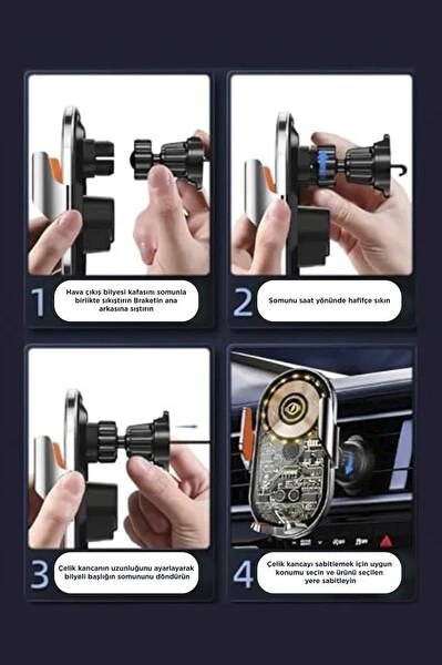 Torima W14 Wireless Siyah Araç Şarj Cihazı Telefon Tutacağı