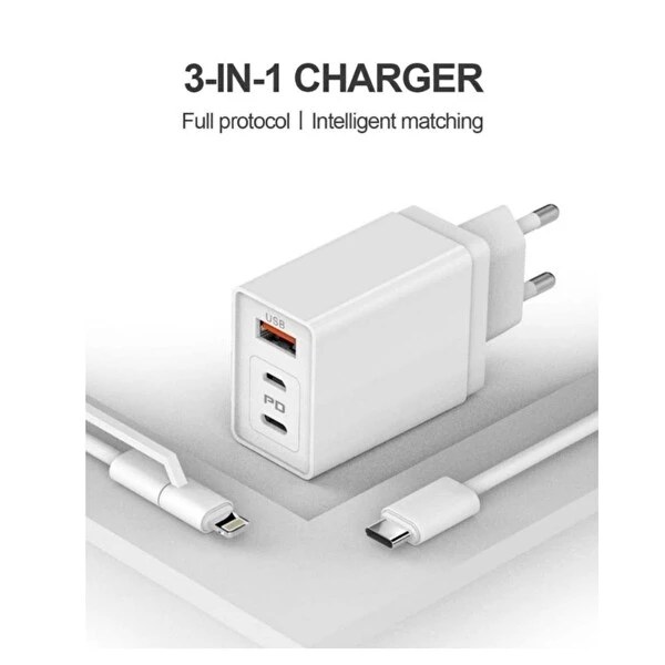 Aggiy AG-47 USB Type-C Lightining Uyumlu Hızlı Şarj Cihazı