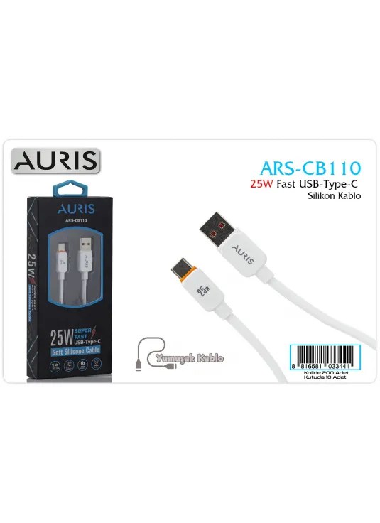 AurisARS-CB110 25W Fast USB-Type-c Silikon Kablo